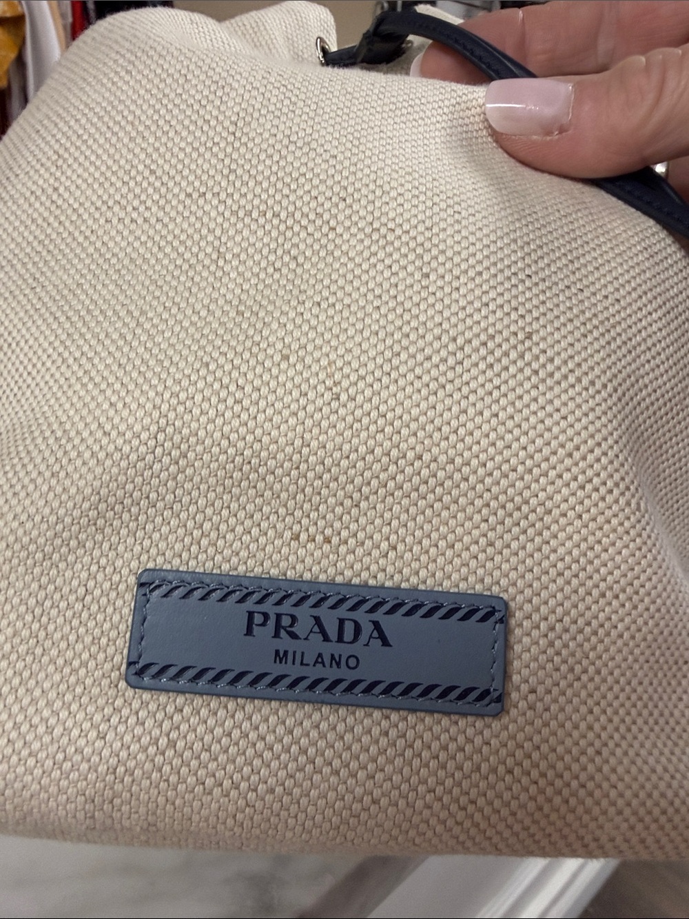 PRADA NEW Canvas Bucket Bag Drawstring Closure - Picture 2 of 13